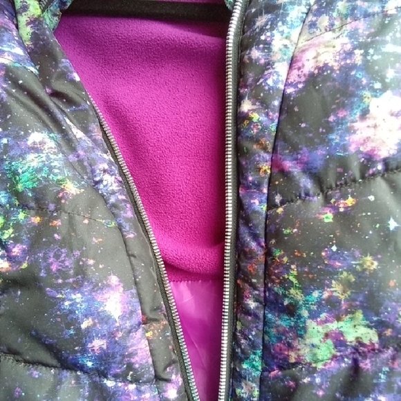 Kids 10/12 ZeroXposur Black and Blue Puffer Jacket with Faux Fur Hood - Picture 3 of 5